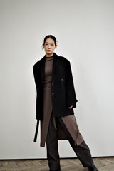 Fuzzy heavy wool coat, Black