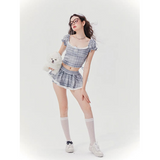 [GirlyFancyClub]ミュージックフェス チェックショートトップ＆スカート セット