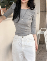 ベーシック コットン 七分袖Tシャツ (5color)