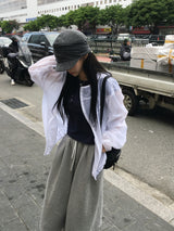 Sheer diagonal see-through windbreaker (5c)