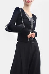 Amantee French layered cardigan