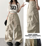Waist String Parachute Cargo Wide Pants