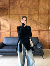 Side strap soft long-sleeve t-shirt