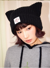 Christmas wool mohair cat ear beanie hat