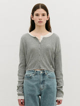 BASIC LINEN CARDIGAN GRAY