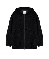 [Unisex] フーディーレオパードジャンパー Black