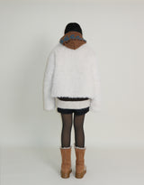 レイチェル 2ベルトディテールショート丈ファージャケット (Lining Quilted)