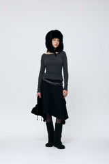 MUREN SHIRRING TOP / CHARCOAL