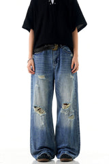 Creased Blade Wide Jeans