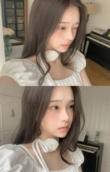 #ハノレイヤードリブ半袖Tシャツ + ローズタイセット (3color)
