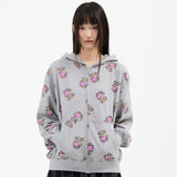 Twister Heart Bear Hoodie Zip-up - Grey