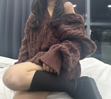 (KNIT DRESS + ZIP-UP) ソフトルーズフィット2WAYケーブルフードニット - 2 COLOR