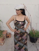 CHECK PATCH PRINTING LONG DRESS
