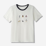 Color Block Cartoon Embroidered T-Shirt