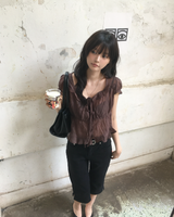 Frill shirring blouse