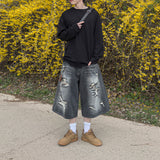 Level-Distressed Bermuda Denim Shorts