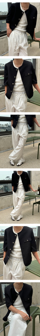 [Unisex] Nylon two tuck rope banding pants(3color)