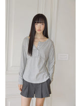 プラケット リブド ティーシャツ(GREY)