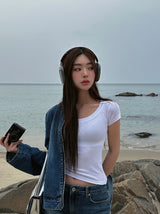 [U-BASIC] [1+1] Mitzu U-neck short sleeves