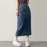 Sundy Charlang クールデニムロングスカート [ショート & ベーシックセレクション] Lyocell Fabric