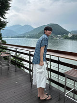 Linen check half shirts