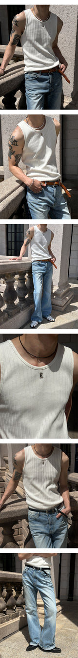 [S/S] High ribbed logo sleeveless(6color)