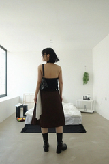 スタッズ プリーツ ミディ スカート (BROWN, BLACK 2COLORS!)