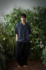 ストライプ L-C テーラード 1/2 シャツ (Navy)
