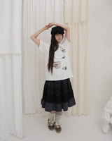 Blooming garden patchwork skirt / black