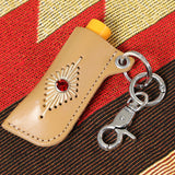 stud & wax thread lighter case keyring beige