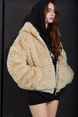 FUR ZIP-UP -BEIGE