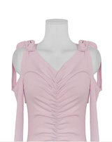 term ribbon off & shirring slim top
