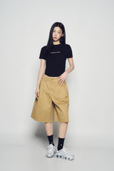 25SS COLOR LOGO HEM LINE CROP SHORT SLEEVE T-SHIRT BLACK