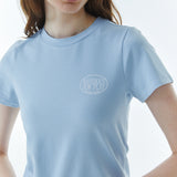 シャープロゴスリムスパンTシャツ スカイブルー