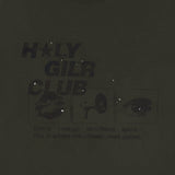 OVERSIZED HIP HOP DANCE STUDIO HOLY GIRL CLUB GRAPHICS SHORT SLEEVE T-SHIRT_KHAKI