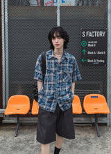アンプルダメージチェックハーフシャツ