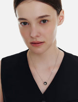 26SS★ [Premium Plating] Pennysense AB(W) Goutte Necklace Black Pearl