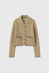 【即日発送】vintage stitch high-neck collar cardigan