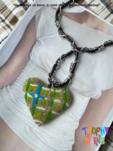 Felt Heart Long Chain Necklace