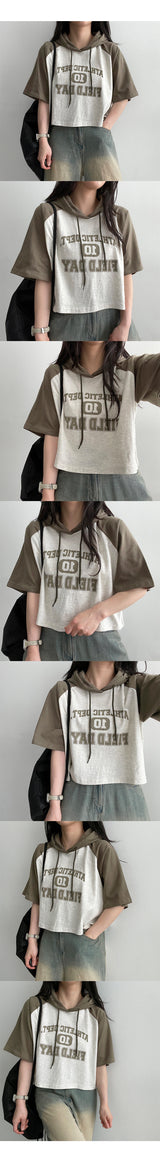 ガールズラグラン半袖クロップドTシャツ