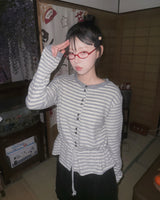 (3color) Ribbon Border Hairy Knit Cardigan