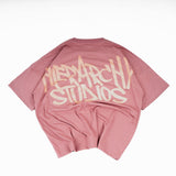 Hierarchy Studios - Graffiti Wide Logo Oversized T-Shirt Dusty Pink
