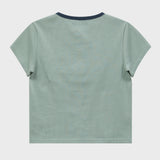Flower Henley Neck Half Sleeve T-shirt