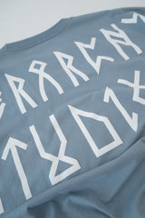 Hierarchy Studios - Runic Wide Logo Oversized T-Shirt Dusty Blue