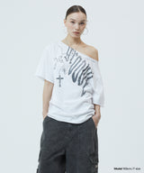ピグメントグルーヴィワンショルダーTシャツ_チャコール