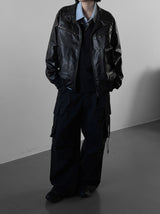 (unisex) ルミエールオーバーフィットレザージャケット