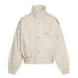 Twin Strap High-Neck Cropped Jacket