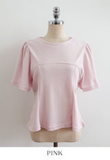 モアング カット パフ フレア Tシャツ