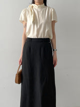 [Short Sleeve Version] Charming Tie Puff Blouse