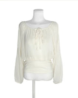 [ slit point ] forget-me-not long chiffon drape lose blouse